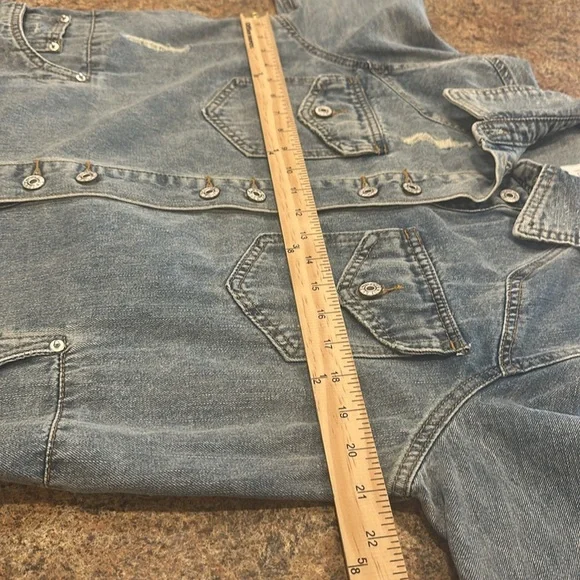 VEVERET Jean Jacket Button Down Western Distressed Women Size Small - Picture 11 of 12